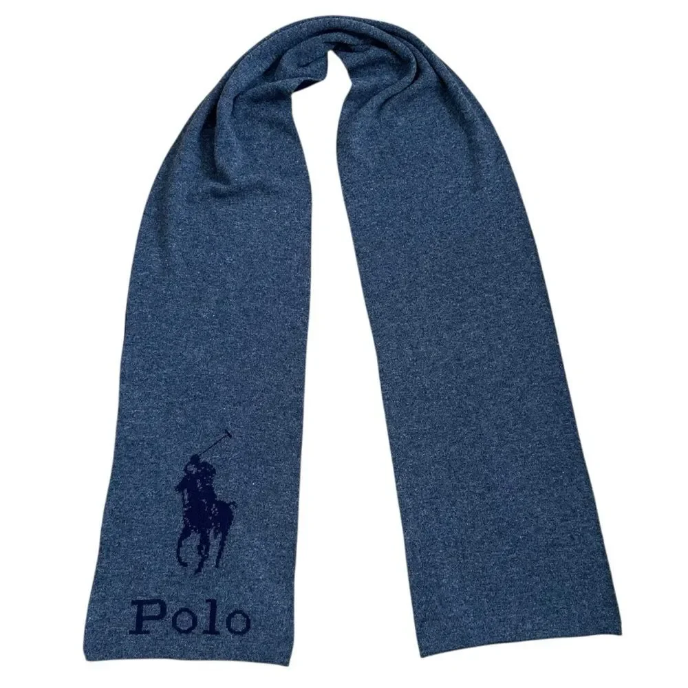 Polo Ralph Lauren Big Pony Scarf Blue Gray Reversible